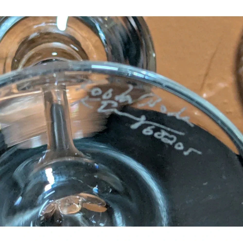 Kosta Boda Fanfare Crystal Candlesticks Set of 2 Signed & No. Kjell Engman 68205